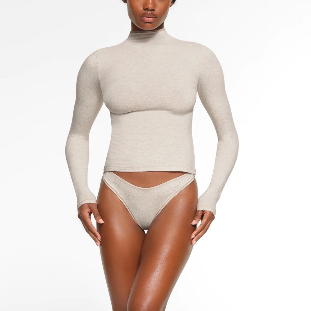 SKIMS Cotton Jersey Long Sleeve Turtleneck